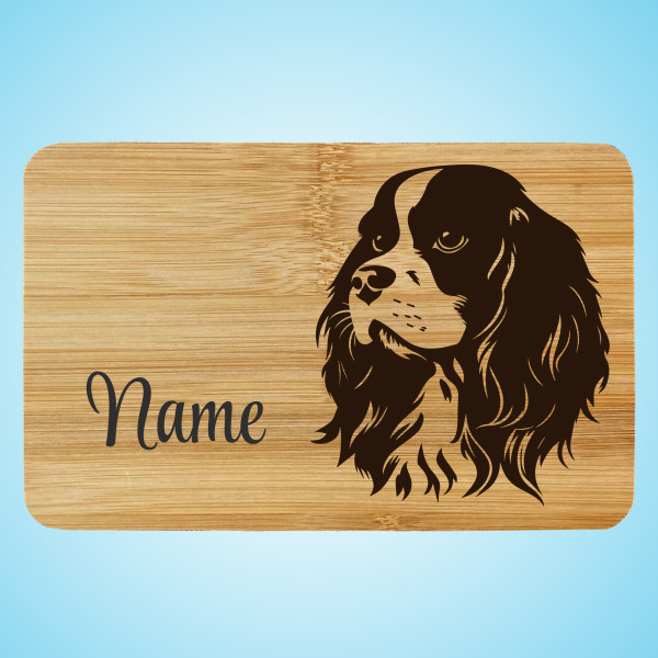 Brettchen Holz Gravur Cavalier King Charles Spaniel mit Name Personalisiert