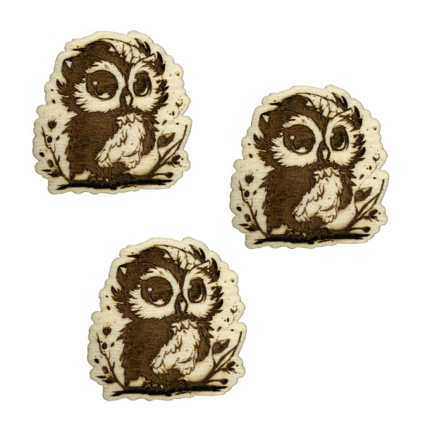 Set 3 Holz Kühlschrankmagnete Eule Neodym Magnet