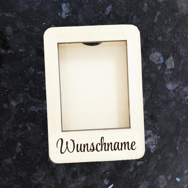 Kühlschrankmagnet Holz Passbild Bilderrahmen mit Gravur