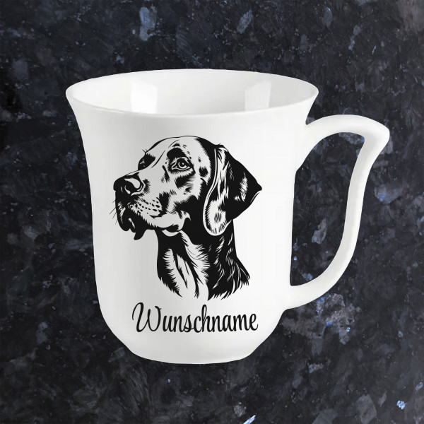 Deutsch Kurzhaar Hund Kaffeebecher Weiß 320ml mit Name Personalisiert