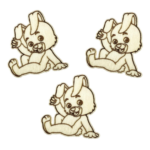 Set 3 x Holz Kühlschrankmagnet Hase Neodym Magnet