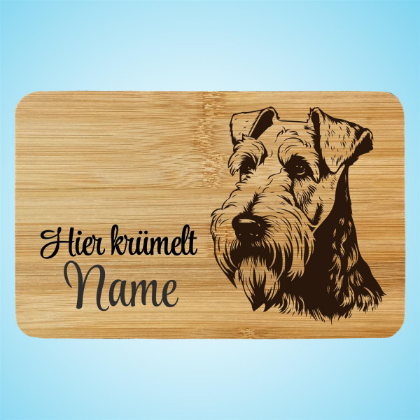 Brettchen Bambus Holz Gravur Airedale Terrier Hund Personalisiert