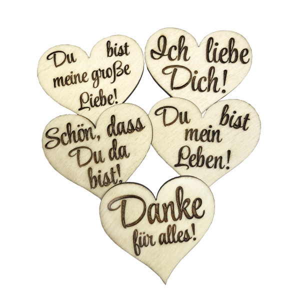 Herz Kühlschrankmagnet Holz mit Gravur Spruch Neodym Magnet