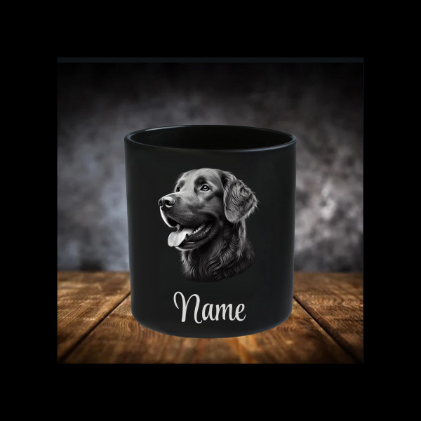 Chesapeak Bay Retriever Leckerliglas | Kerzenglas Schwarz | Gravur Hund mit Name Personalisiert