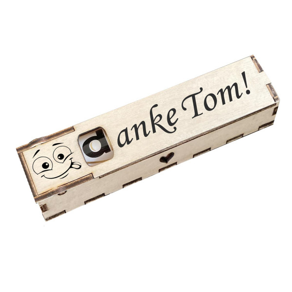 Duplo Geschenkbox mit Gravur danke mit Wunschname Personalisiert