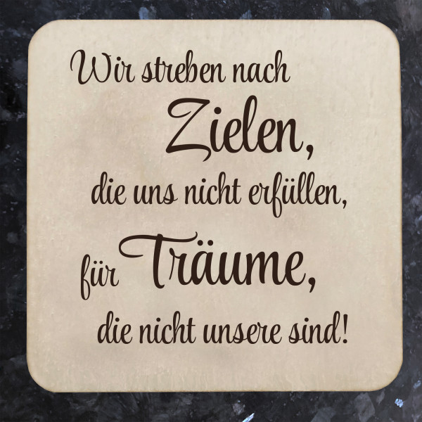 Kühlschrankmagnet Holz mit Spruch 5x5 cm Neodym Magnet Ziele für Träume