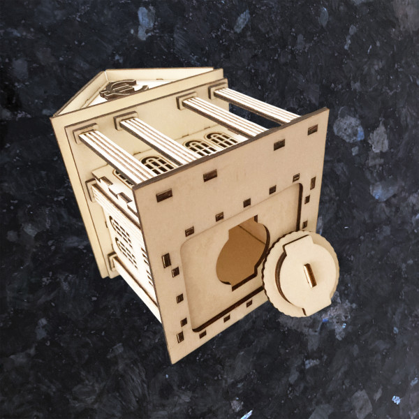 Dekorative Holz Hausbank - Spardose Personalisiert