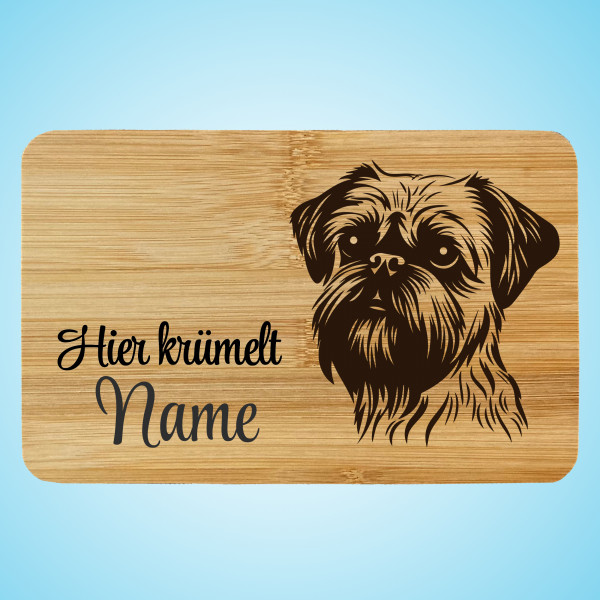 Brettchen Holz Gravur Hund Brussels Griffon mit Name Personalisiert