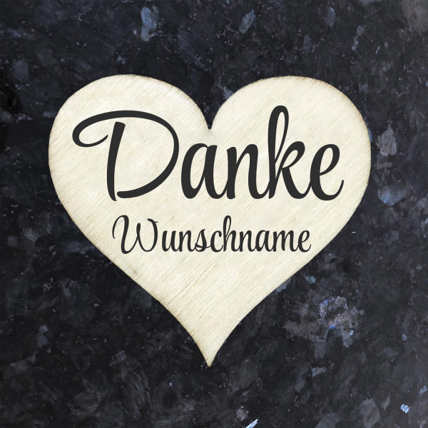 Herz Kühlschrankmagnet Holz Gravur Danke mit Wunschname Personalisiert