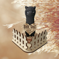 Niedliche Alpaka Figur Keramik Schwarz- Holz Deko Niedliche Alpaka Figur Keramik Schwarz- Holz Deko