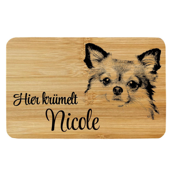 Brettchen Bambus Holz Gravur Hund Chihuahua 2 Personalisiert