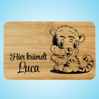 Kinder Frühstücksbrett Holz mit Gravur Tiger Personalisiert Kinder Frühstücksbrett Holz mit Gravur Tiger Personalisiert