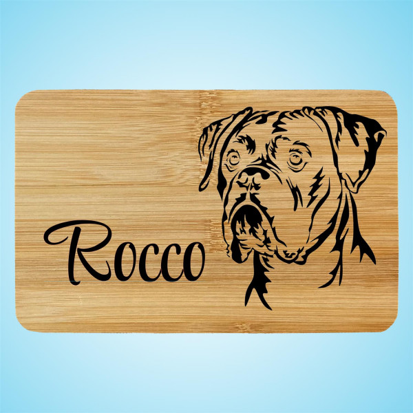 Brettchen Holz Gravur Hund Boxer mit Name Personalisiert