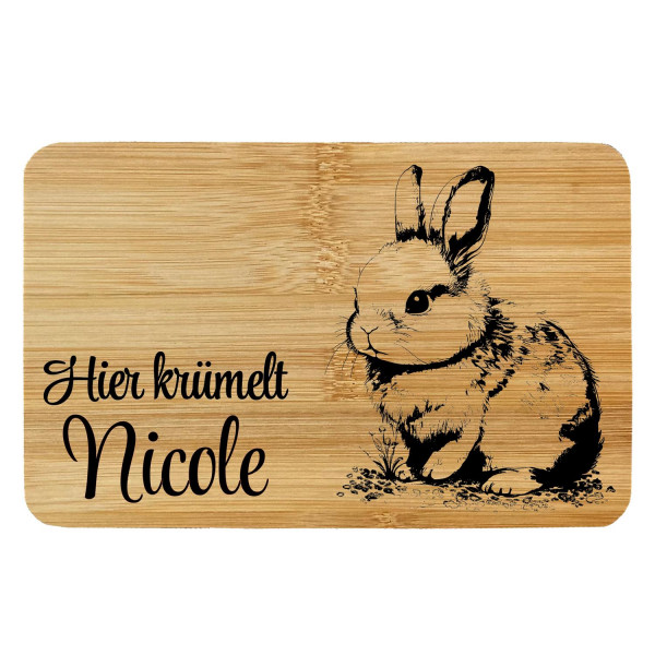 Brettchen Bambus Holz Lasergravur Hasen Personalisiert