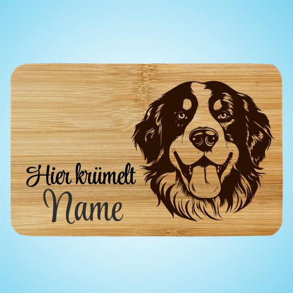 Brettchen Bambus Holz Gravur Bernese Mountain Hund Personalisiert