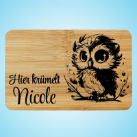 Brettchen Bambus Holz Lasergravur Eule Personalisiert Brettchen Bambus Holz Lasergravur Eule Personalisiert