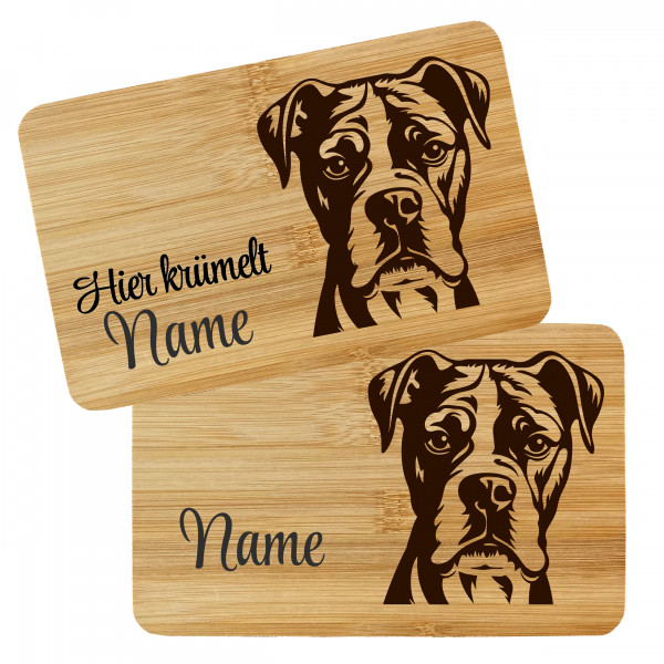 Brettchen Holz Gravur Hund Boxer 1 mit Name Personalisiert