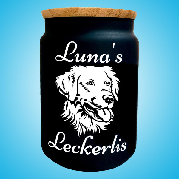 Golden Retriever Hund Leckerliglas mit Motiv Personalisiert