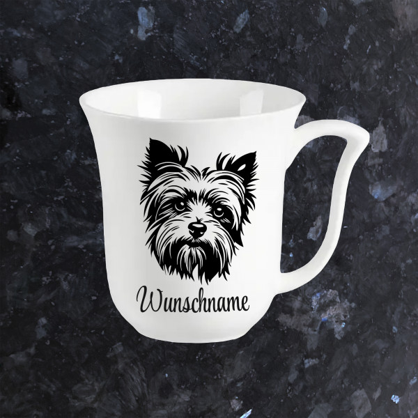 Yorkshire Terrier Hund Kaffeebecher Weiß 320ml mit Name Personalisiert