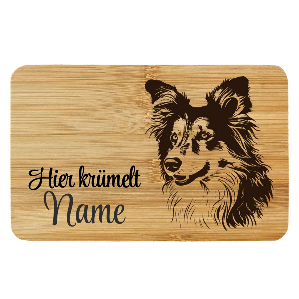 Brettchen Bambus Holz Gravur Sheltie Hund Personalisiert