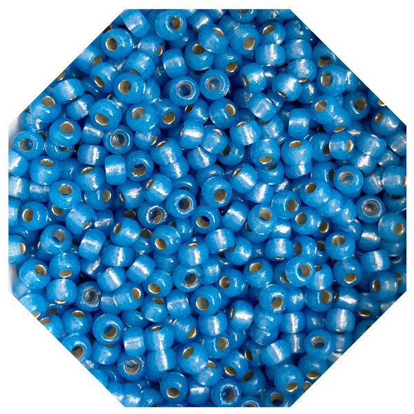 10 g Miyuki Rocailles Seed Beads 8/0 Duracoat Silverlined Dyed Aqua 4242