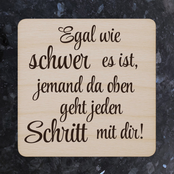 Kühlschrankmagnet Holz mit Spruch 5x5 cm Neodym Magnet Egal wie schwer