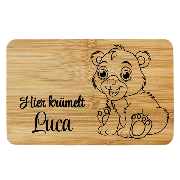 Brettchen Bambus Holz mit Lasergravur Bär Personalisiert