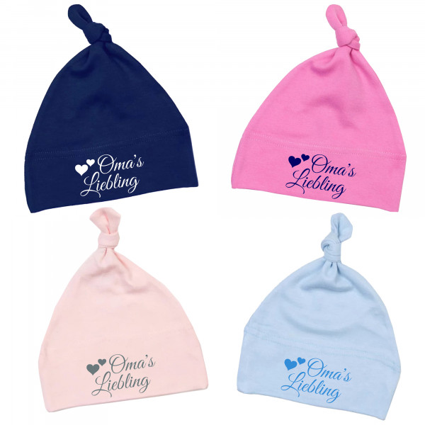 Babybugz Baby Mütze mit Knoten - Herzen Oma's Liebling