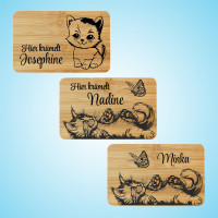 Vorschau: Frühstücksbrett Holz Lasergravur Katze Personalisiert Vorschau: Frühstücksbrett Holz Lasergravur Katze Personalisiert