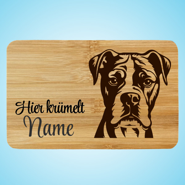 Brettchen Holz Gravur Hund Boxer 1 mit Name Personalisiert