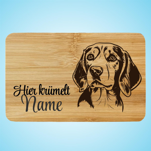 Brettchen Bambus Holz Gravur Beagle Hund Personalisiert