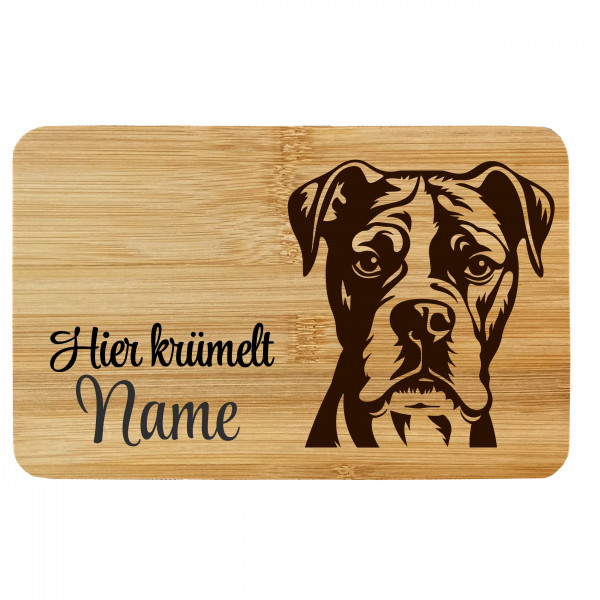 Brettchen Holz Gravur Hund Boxer 1 mit Name Personalisiert