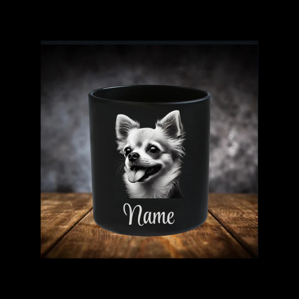 Chihuahua Leckerliglas | Kerzenglas Matt Schwarz 400ml | Gravur Hunderasse mit Name Personalisiert