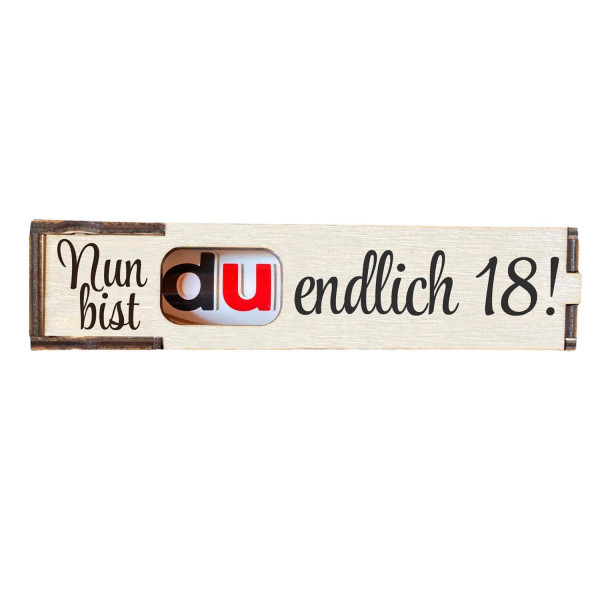 Duplo Geschenkbox mit Gravur "Nun bist Du endlich 18"