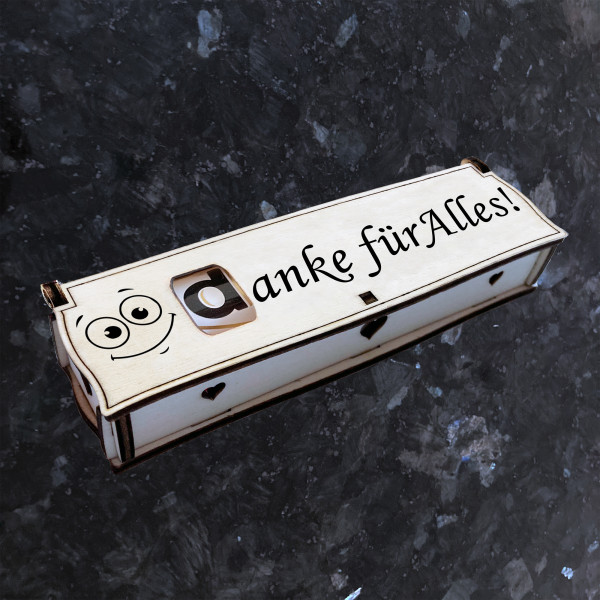 Danke für Alles! | Gravur auf Holz Geschenkbox mit Schokoriegel | Neues Design