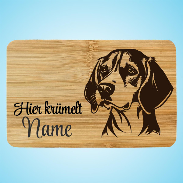 Brettchen Bambus Holz Gravur American Fox Hound Hund Personalisiert