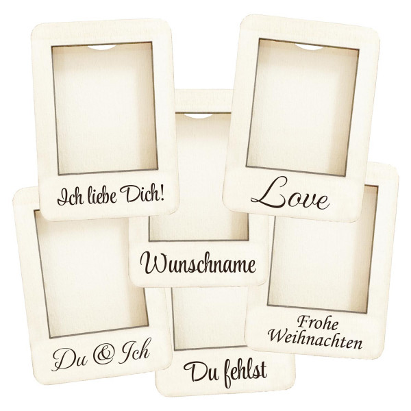 Kühlschrankmagnet Holz Passbild Bilderrahmen mit Gravur