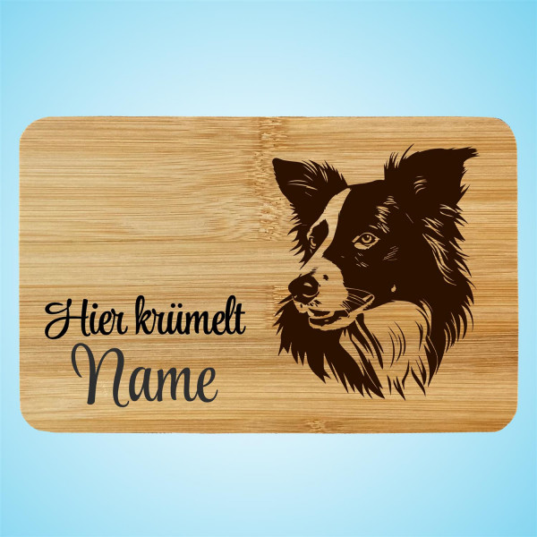 Brettchen Bambus Holz Gravur Border Collie Hund Personalisiert