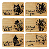 Vorschau: Frühstücksbrett Holz Lasergravur Katze Personalisiert Vorschau: Frühstücksbrett Holz Lasergravur Katze Personalisiert