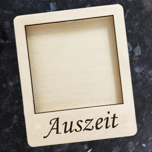 Kühlschrankmagnet Holz Polaroid Bilderrahmen mit Gravur