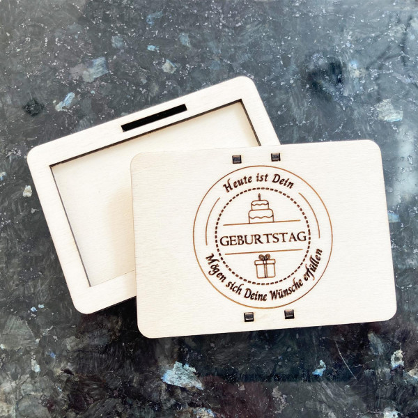 Holz Gutscheinbox Geschenkkartenhalter mit Gravur