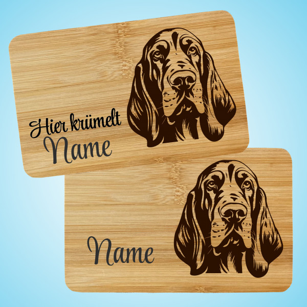 Brettchen Bambus Holz Gravur Bloodhound Hund Personalisiert
