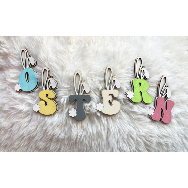 Holz Deko Osteranhänger Ornament Buchstabe Hase