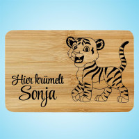 Kinder Frühstücksbrett Holz mit Gravur Tigerbaby Personalisiert Kinder Frühstücksbrett Holz mit Gravur Tigerbaby Personalisiert