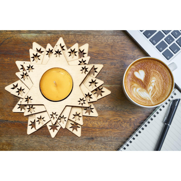 Holz Teelichthalter Weihnachtsstern Stern