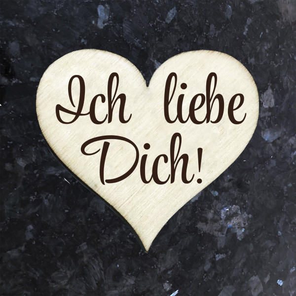 Ich liebe Dich - Herz Kühlschrankmagnet Holz mit Gravur Spruch