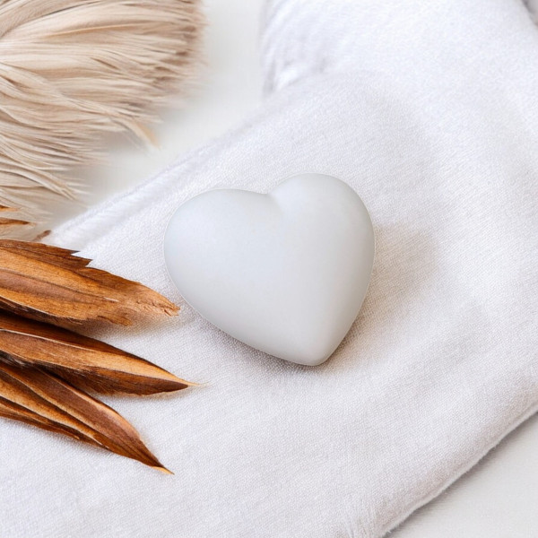 Set 2 massive Deko Herzen aus Keramik Weiß