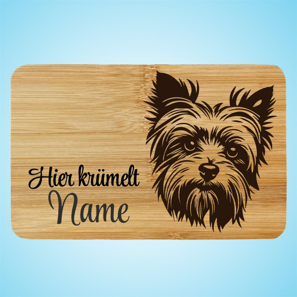 Brettchen Bambus Holz Gravur Yorkshire Terrier Hund Personalisiert