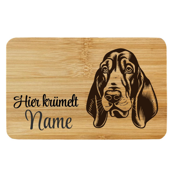 Brettchen Bambus Holz Gravur Basset Hund Personalisiert