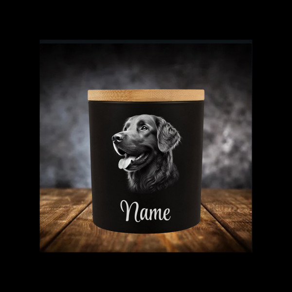 Chesapeak Bay Retriever Leckerliglas | Kerzenglas Schwarz | Gravur Hund mit Name Personalisiert